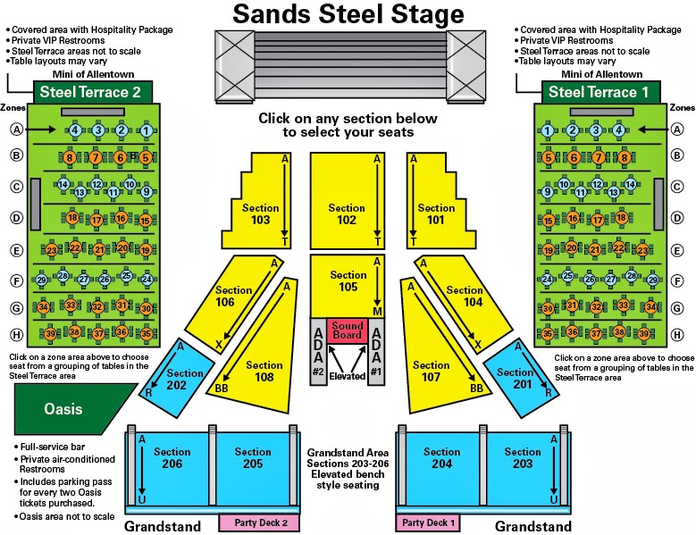 Sands Steel Stacks Seating Chart