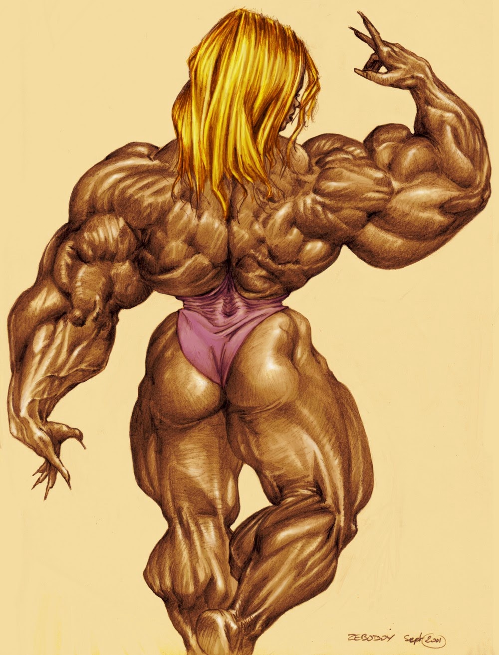 French artist Zebodoy is obsessed with muscles on women and draws them...