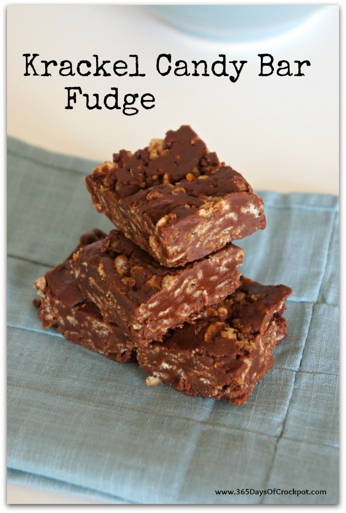 365 Days of Slow Cooking Krackel Candy Bar Fudge (AKA Crunchy Fudge)