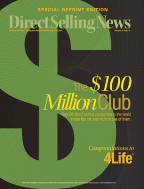 Direct Selling News приветствует 4Life в престижном Клубе 100 миллионов долларов