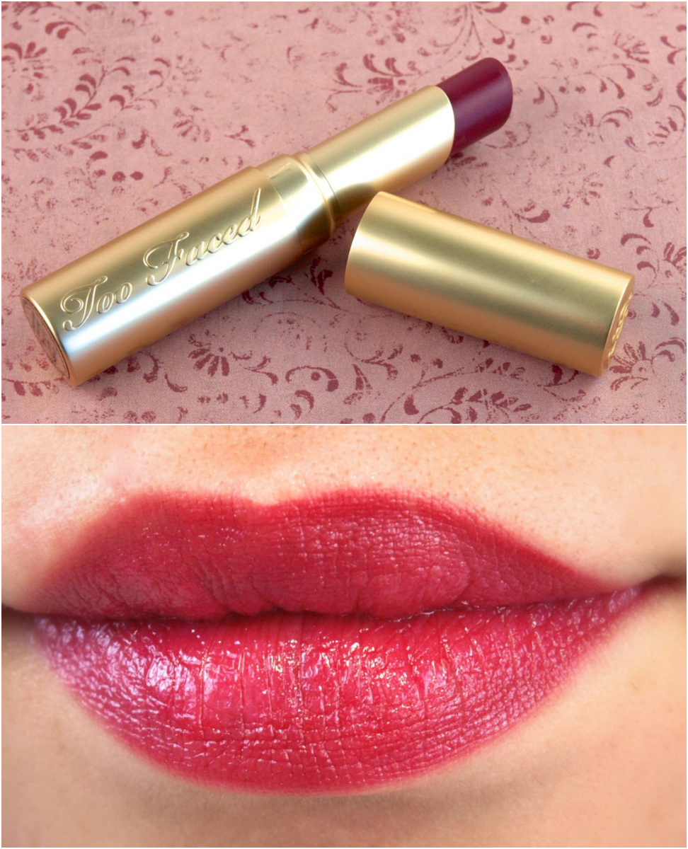 Too Faced La Creme Lip Cream Loganberry Review and Swatches