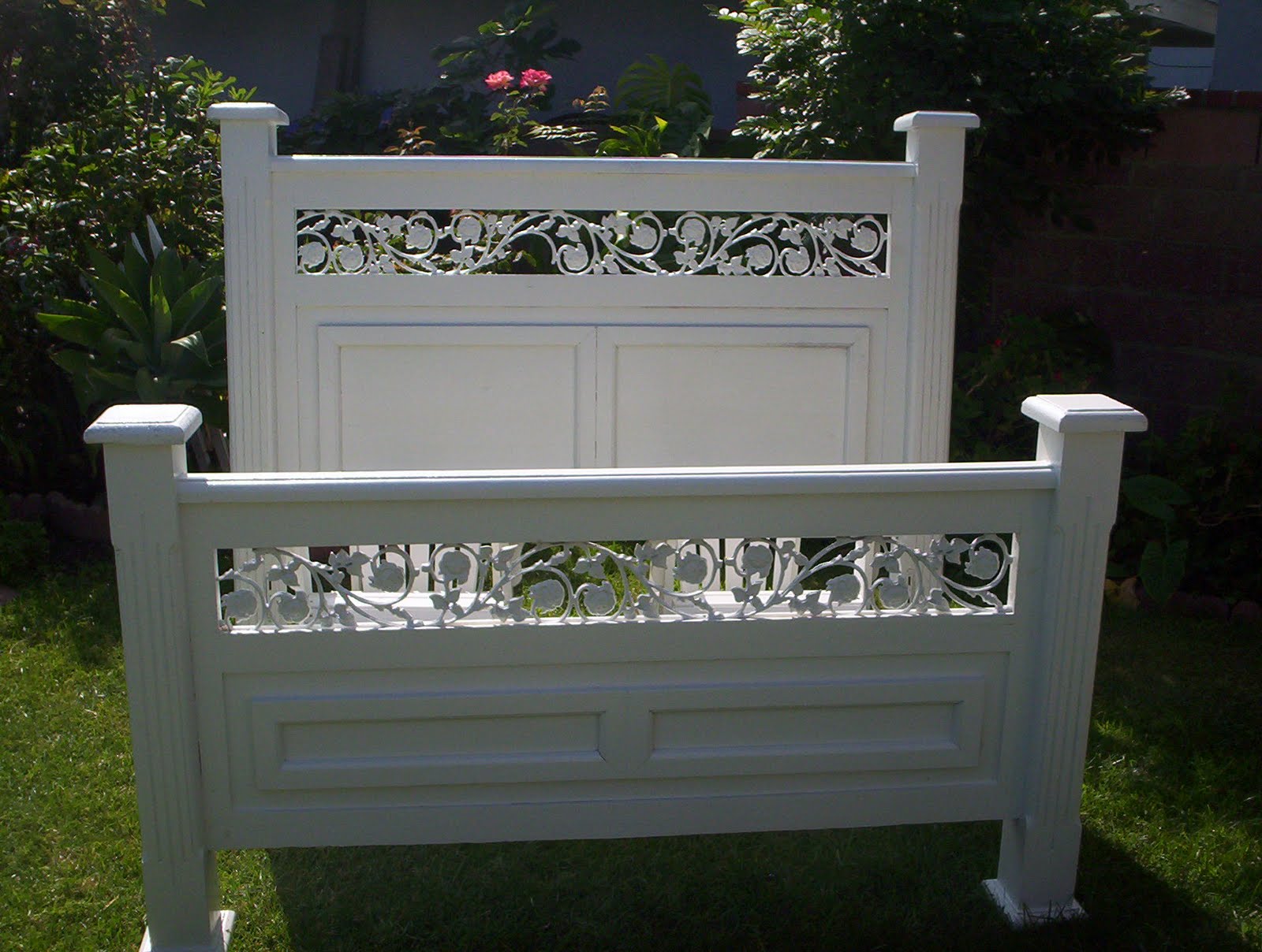 Shabby To Chic Treasures White Shabby Chic Queen Size Headboard and