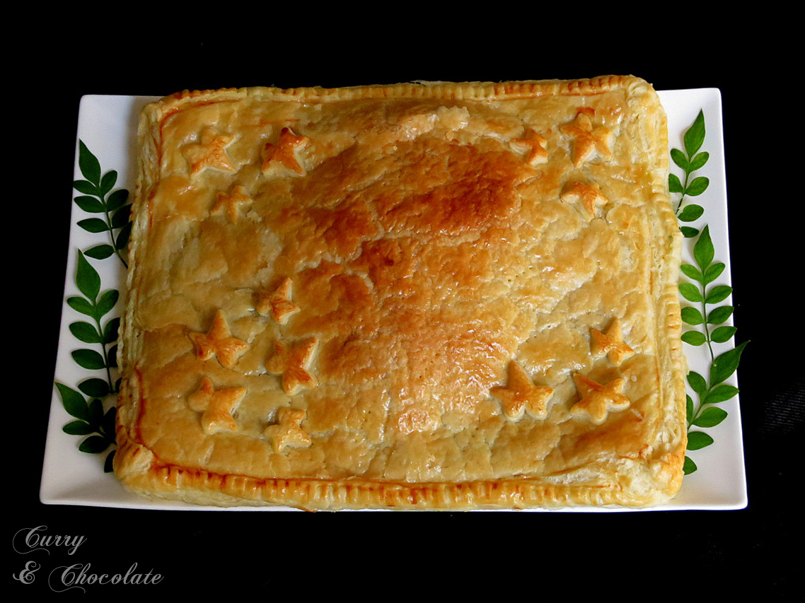 Empanada de hojaldre con carne picada y morcilla de Burgos - Morcilla de Bugos and pork stuffed puff pastry Empanada de hojaldre con carne picada y morcilla de Burgos - Morcilla de Bugos and pork stuffed puff pastry