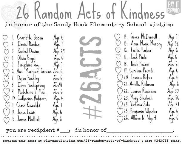 Who started the 26 acts of kindness