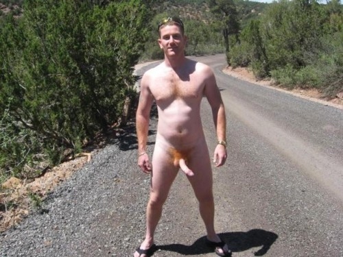 Nude males hiking
