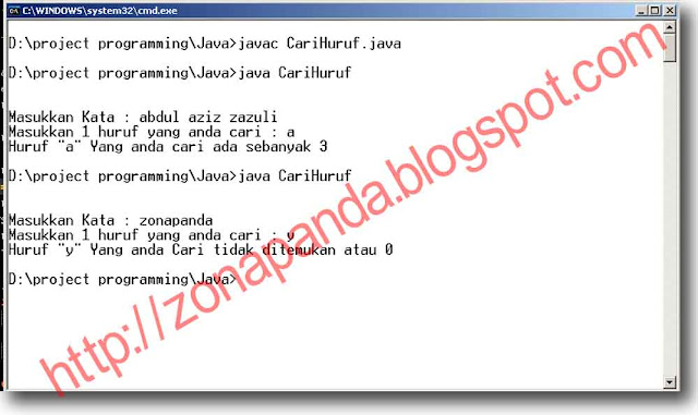 Program Pencari Huruf pada Java Program Pencari Huruf Inputan Di Java