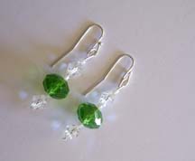 SS Green & Clear Swarovski Crystal Earrings $20.00