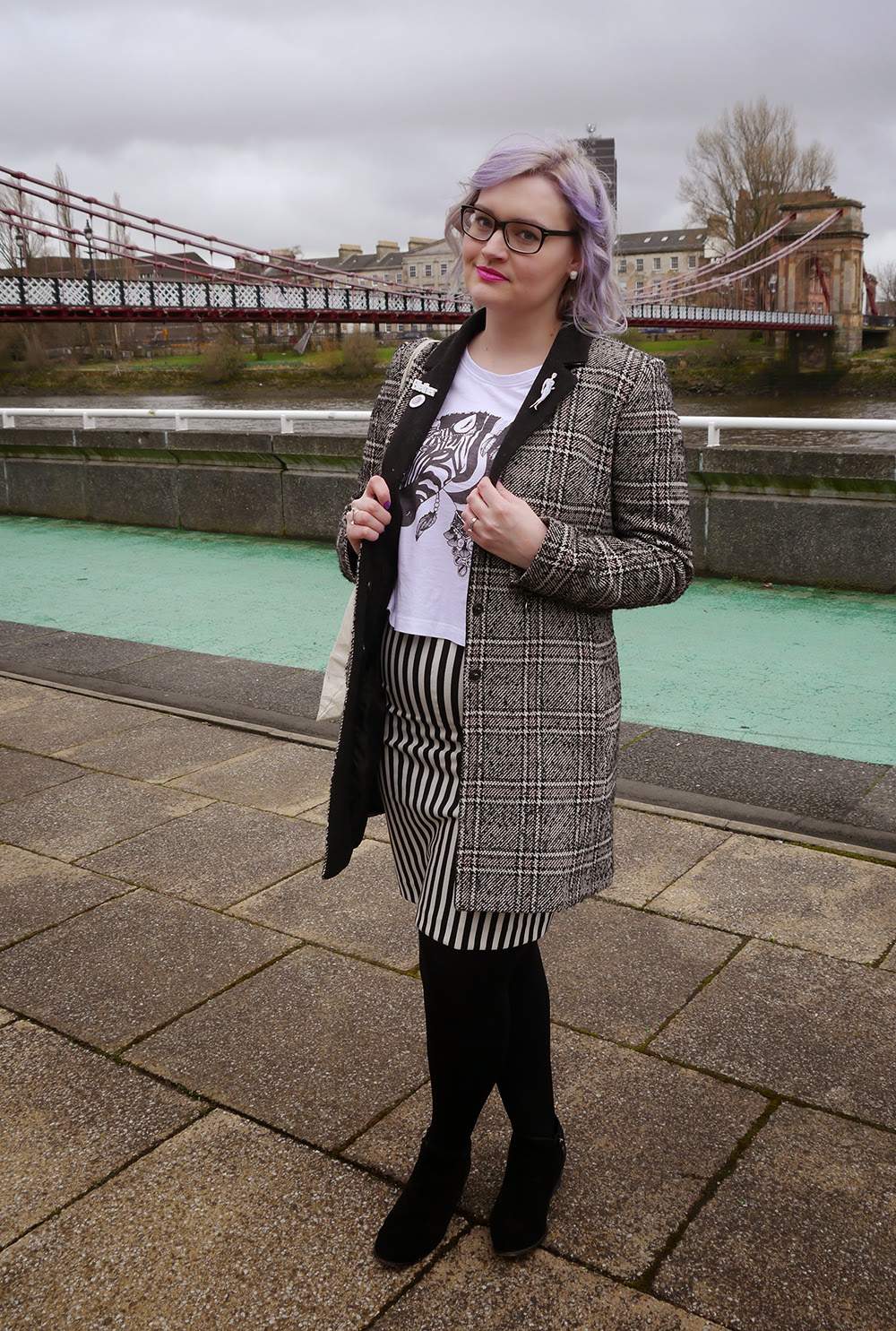 Go faster stripes Glasgow, merchant city, the Clyde, plaid, Scottish blogger, style blog, blether, violet hair, purple hair, how to, stripes, SS15, OOTD, blogger