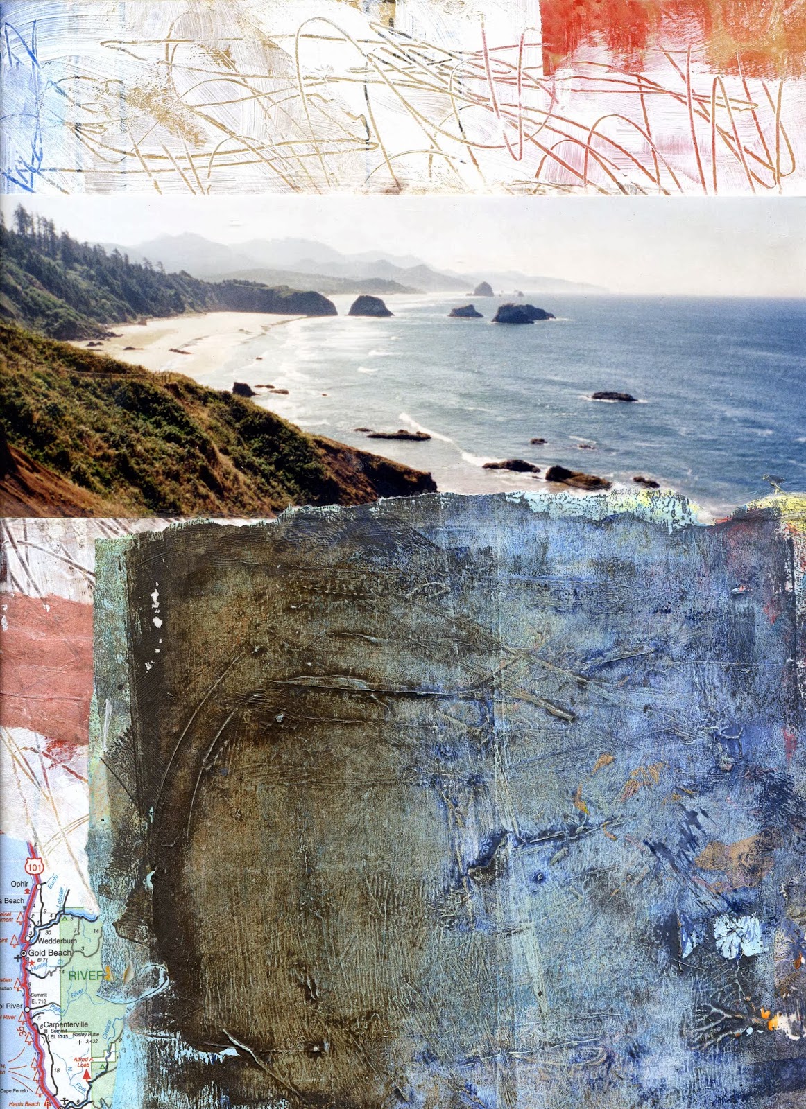 JO REIMER Deep Blue... Mixed Media Collage