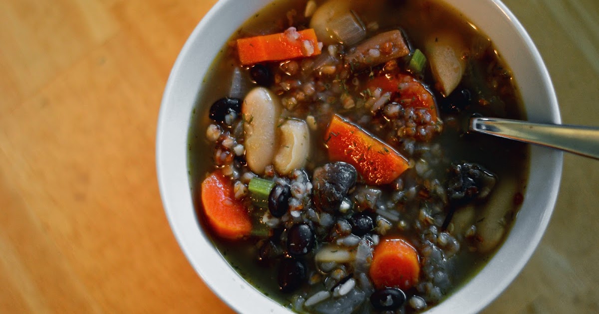 Bean stew with toasted buckwheat and wild rice. the hardcore herbivore.