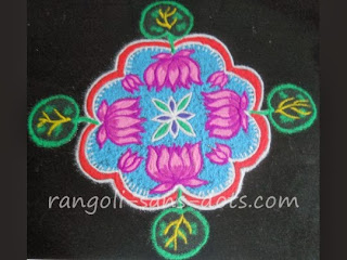 Free hand pink lotus kolam design with blue background kolam-design-10.jpg