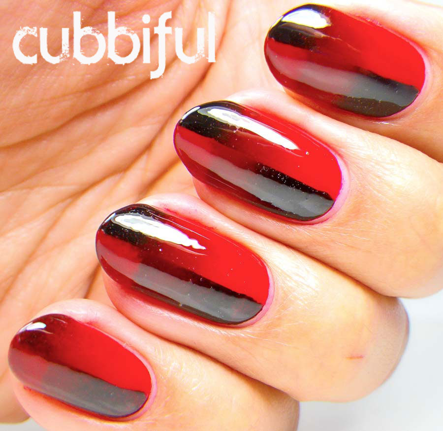 Black red gradient nails