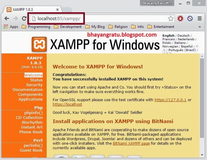 Xampp control panel v3.2.1