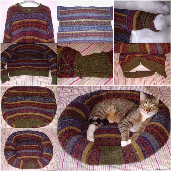 http://wonderfuldiy.com/wonderful-diy-pet-bed-from-old-shirt-sweater/#