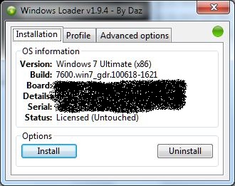 Windows 7 loader nyeste versjonen