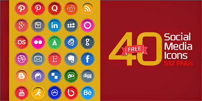 40 Stitched Social Media Icons