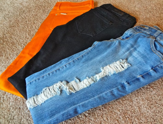 Celebrity Pink Jeans, blue jeans with rips, black skinny jeans, skinny jeans, orange skinny jeans