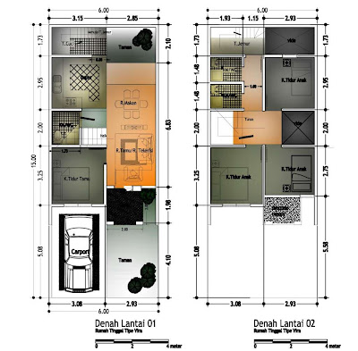 Gambar Denah Rumah Minimalis Type 60 Minimalis Modern