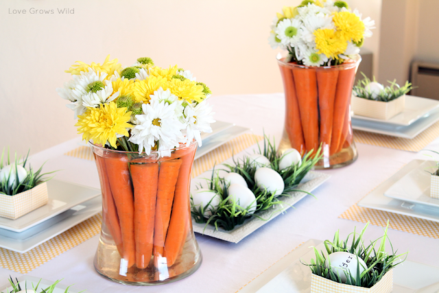 Spring-Inspired Easter Tablescape and Carrot Centerpiece 
