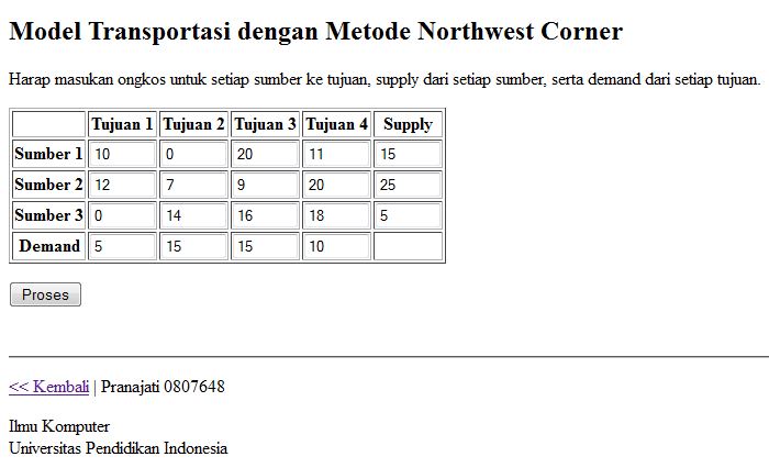 Contoh Soal Metode Northwest Corner Transportasi Buku