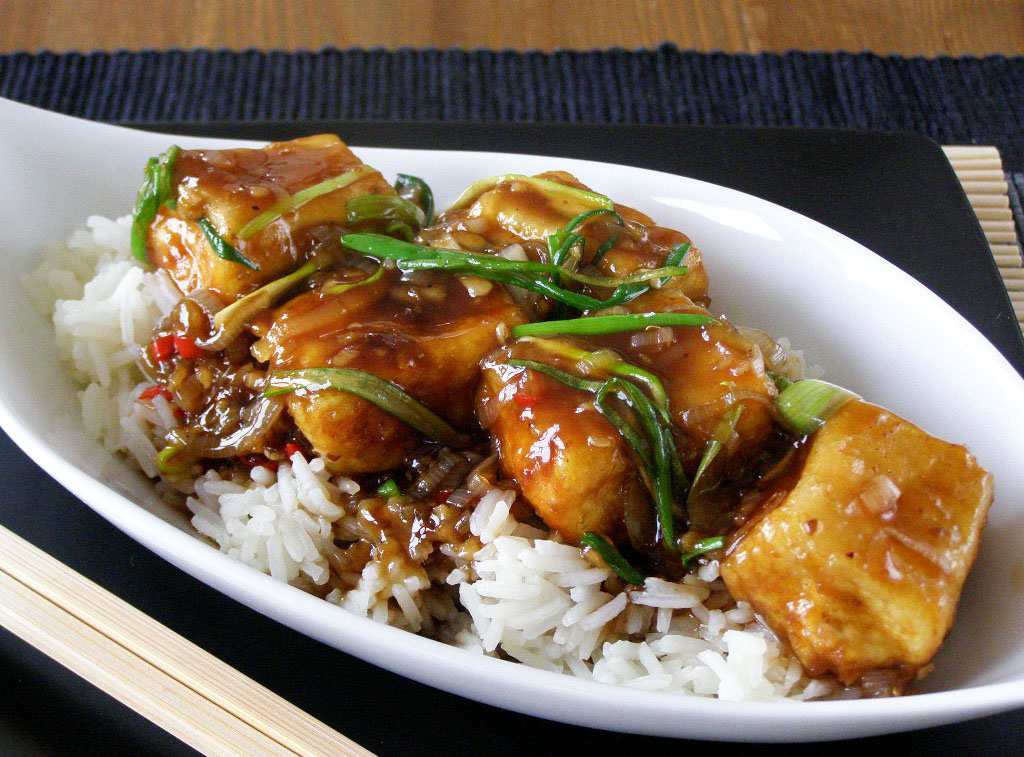 maple•spice Crispy Fried Tofu in a Spicy Teriyaki Sauce
