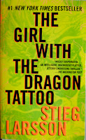 Book cover for The Girl with the Dragon Tattoo, a mystery thriller novel by Stieg Larsson, on Minimalist Reviews.