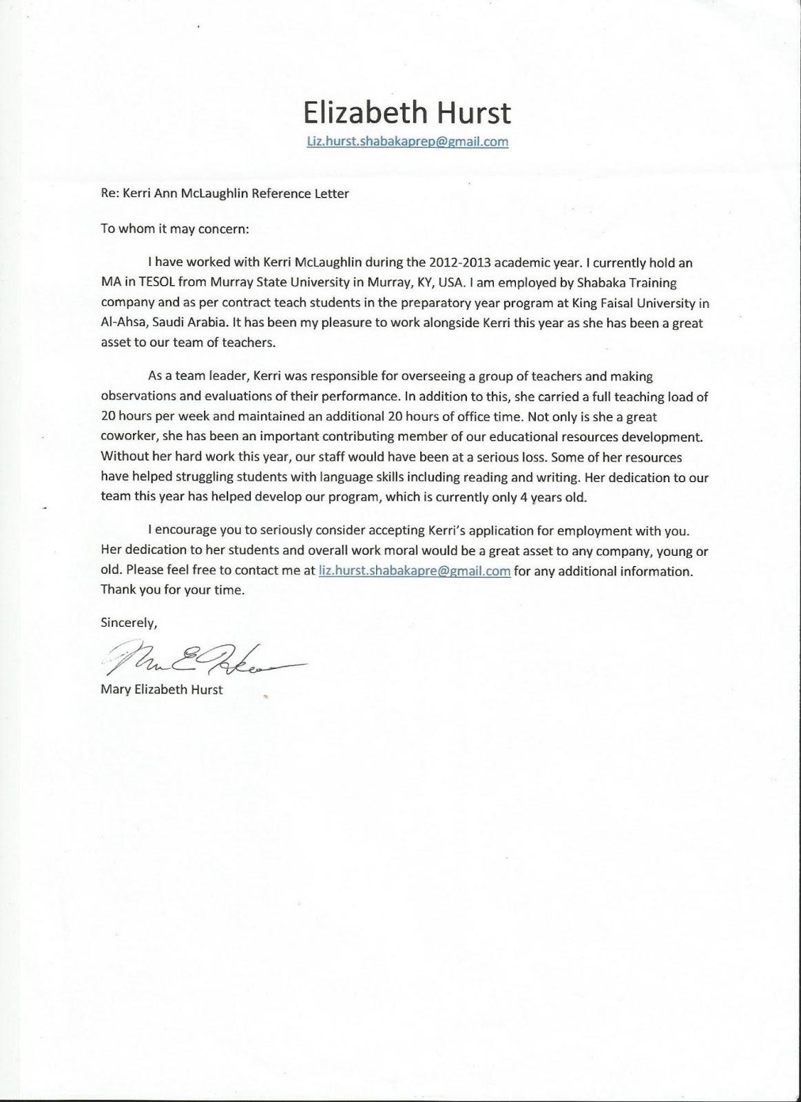 Coworker Reference Letter Template