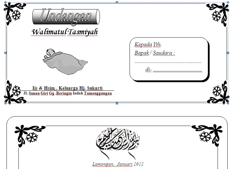 contoh undangan Walimatul Tasmiyah aqiqoh Matematika
