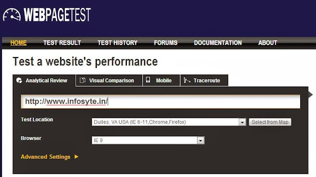 Webpage test online tool
