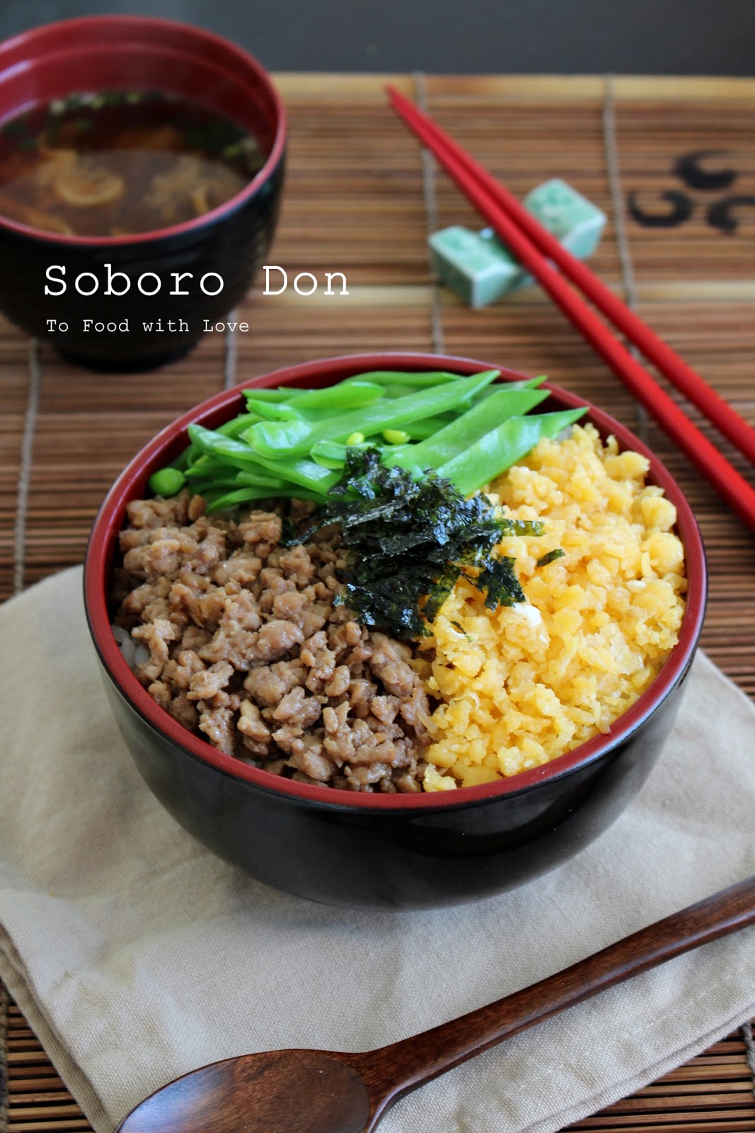To Food with Love Soboro Don (Japanese Ground Chicken Rice Bowl)
