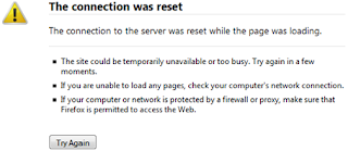 THE CONNECTION TO THE SERVER WAS RESET THE CONNECTION TO THE SERVER WAS RESET