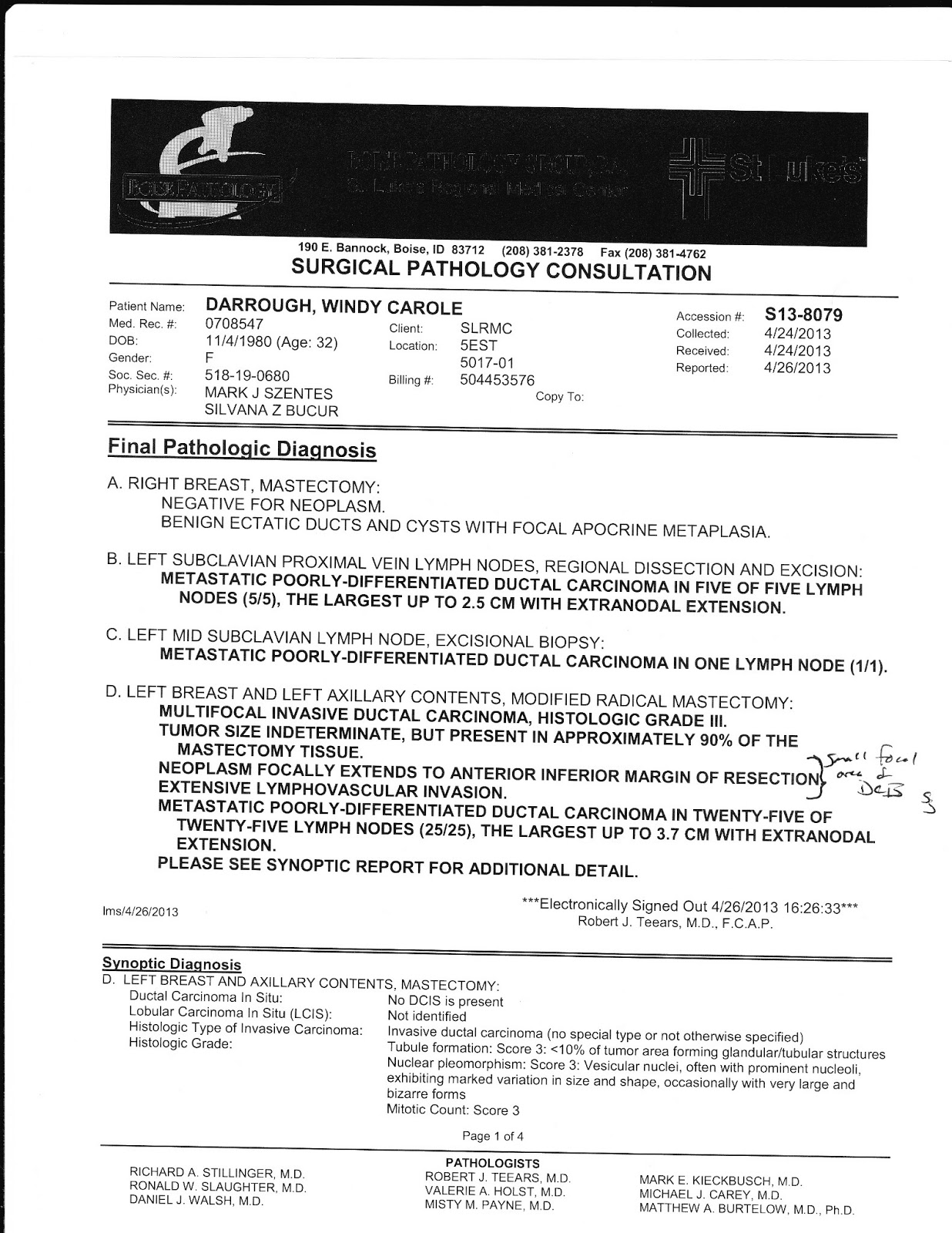 How to write a report on breast cancer image