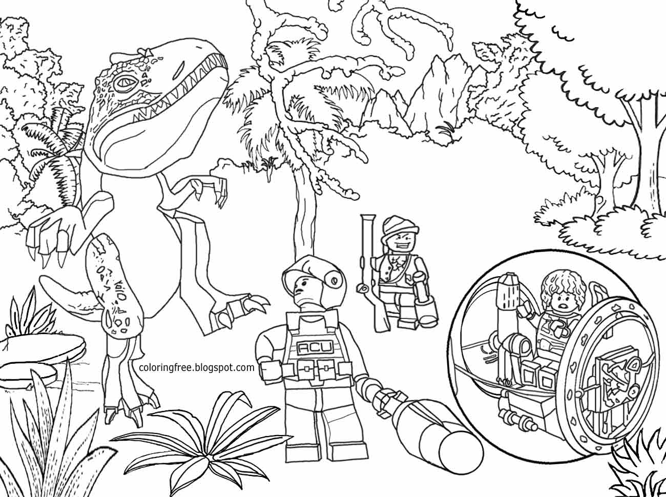 Lego Jurassic World Coloring Pages