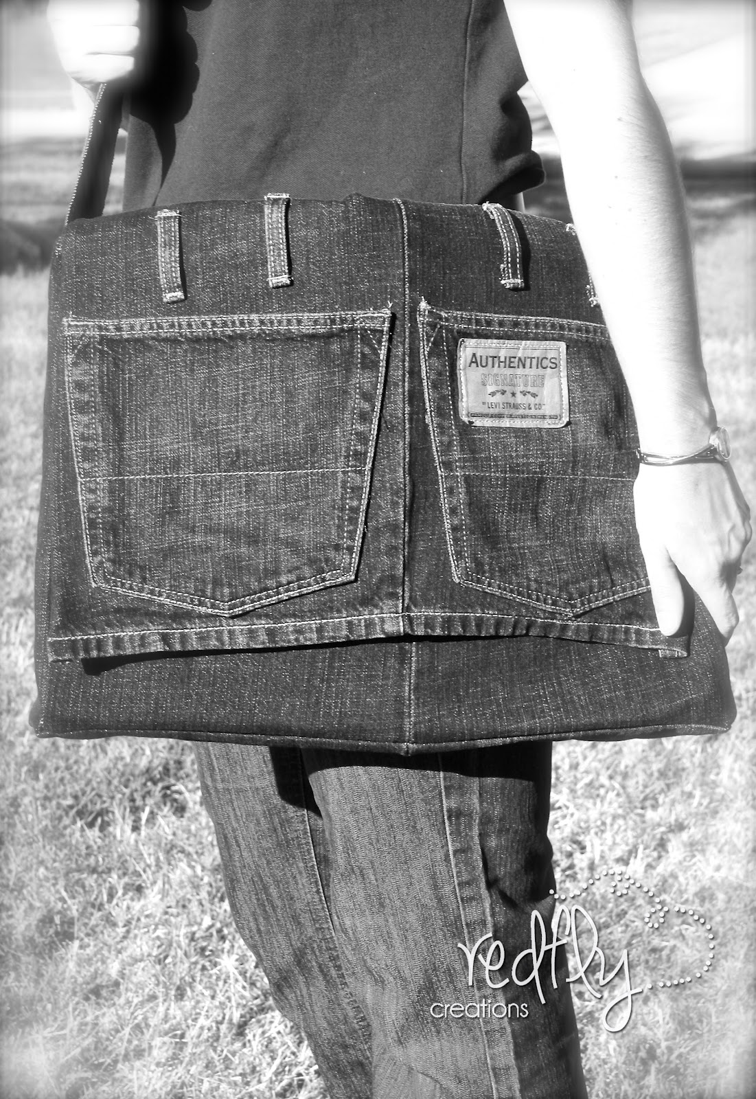 Redfly Creations Messenger Bag from a Pair of Jeans