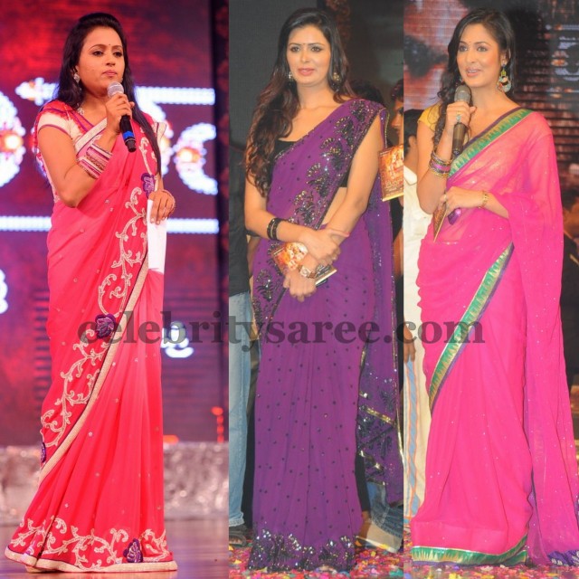 TV Anchors in Pure Georgette Sarees