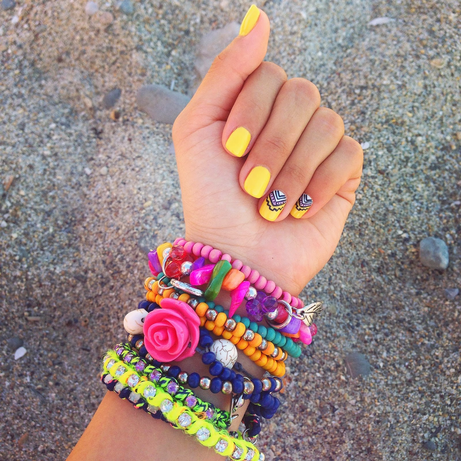 Yellow and summerish nails by Nail Art Studio by Lore Cluj Sandra Bendre