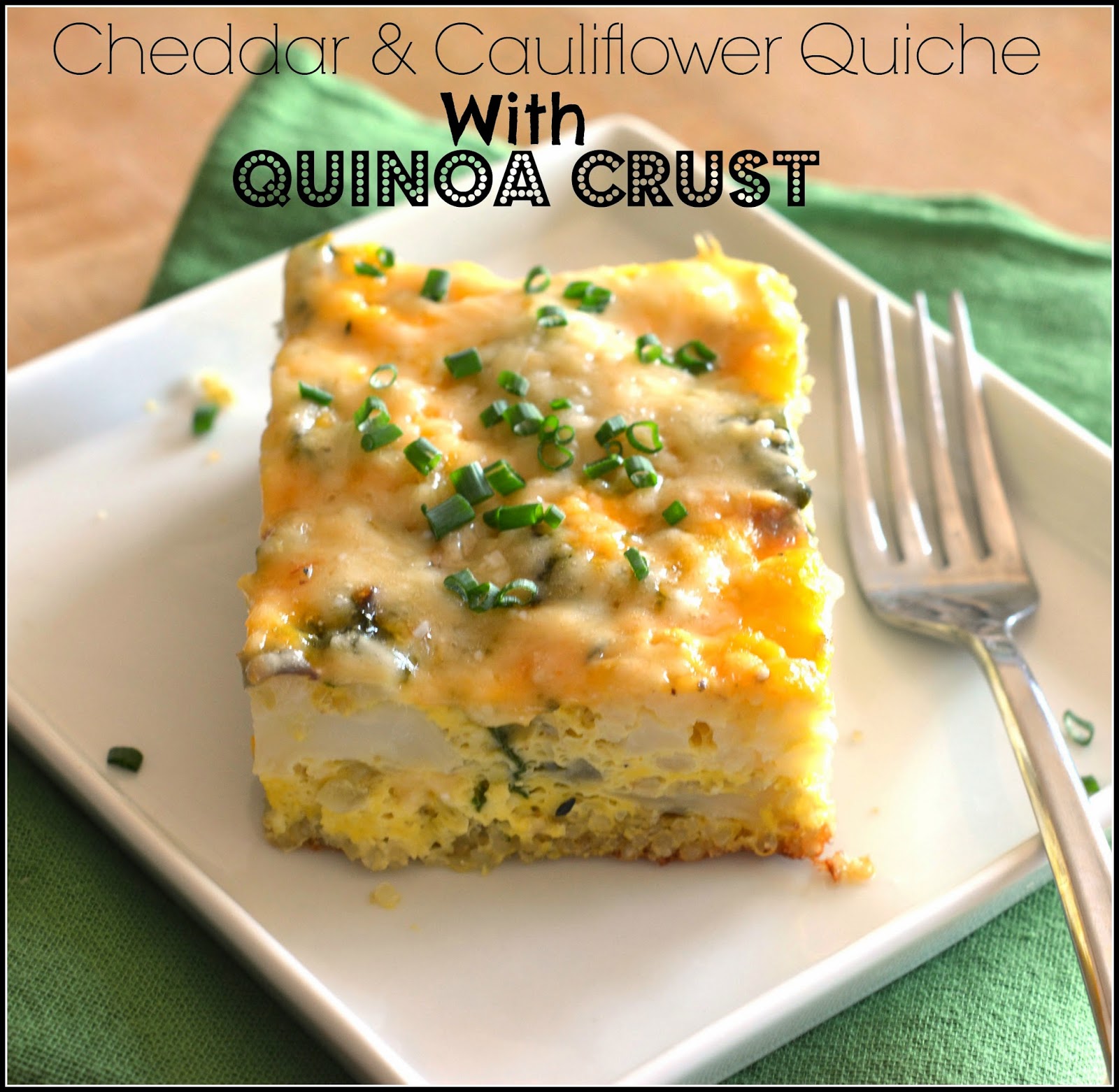 Mom, What's For Dinner? Cheddar and Cauliflower Quiche with Quinoa Crust