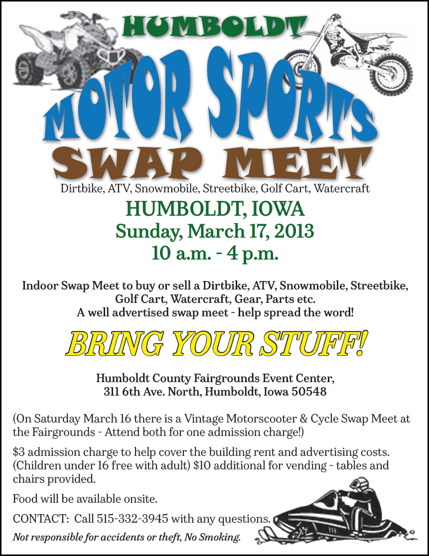 Humboldt Iowa Motor Sports Swap Meet, March 15-16, 2013