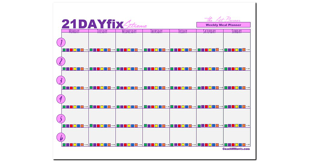 21 day fix fix extreme weekly meal planners to insanity back