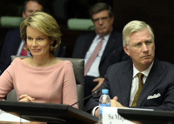 Queen Mathilde and King Philippe of Belgium attends the conference Belgium in the United Nations (La Belgique dans les Nations Unies)