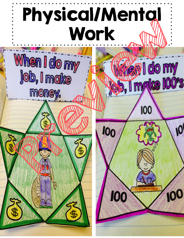 Physical Mental Work Kindergarten Social Studies Interactive Notebook by Kayse Morris