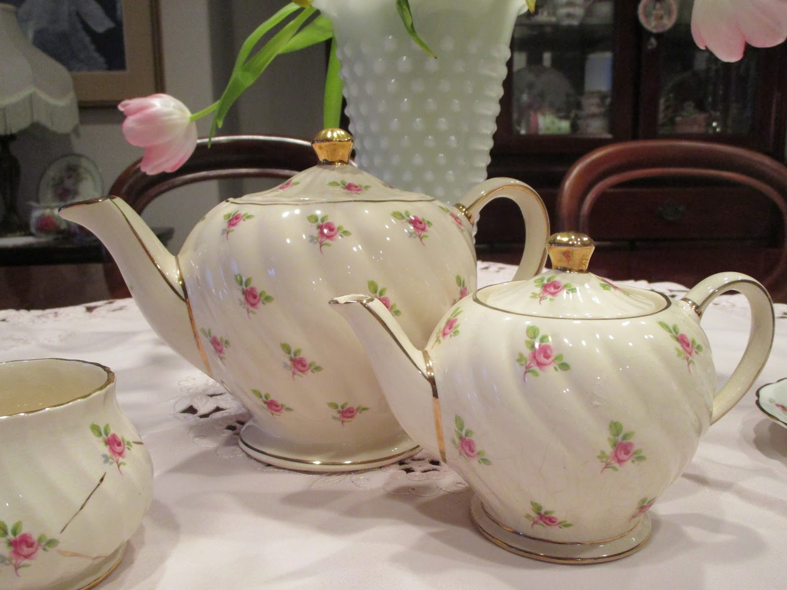 Karen's Cottage and Castle Two Sadler Teapots for Tea Time