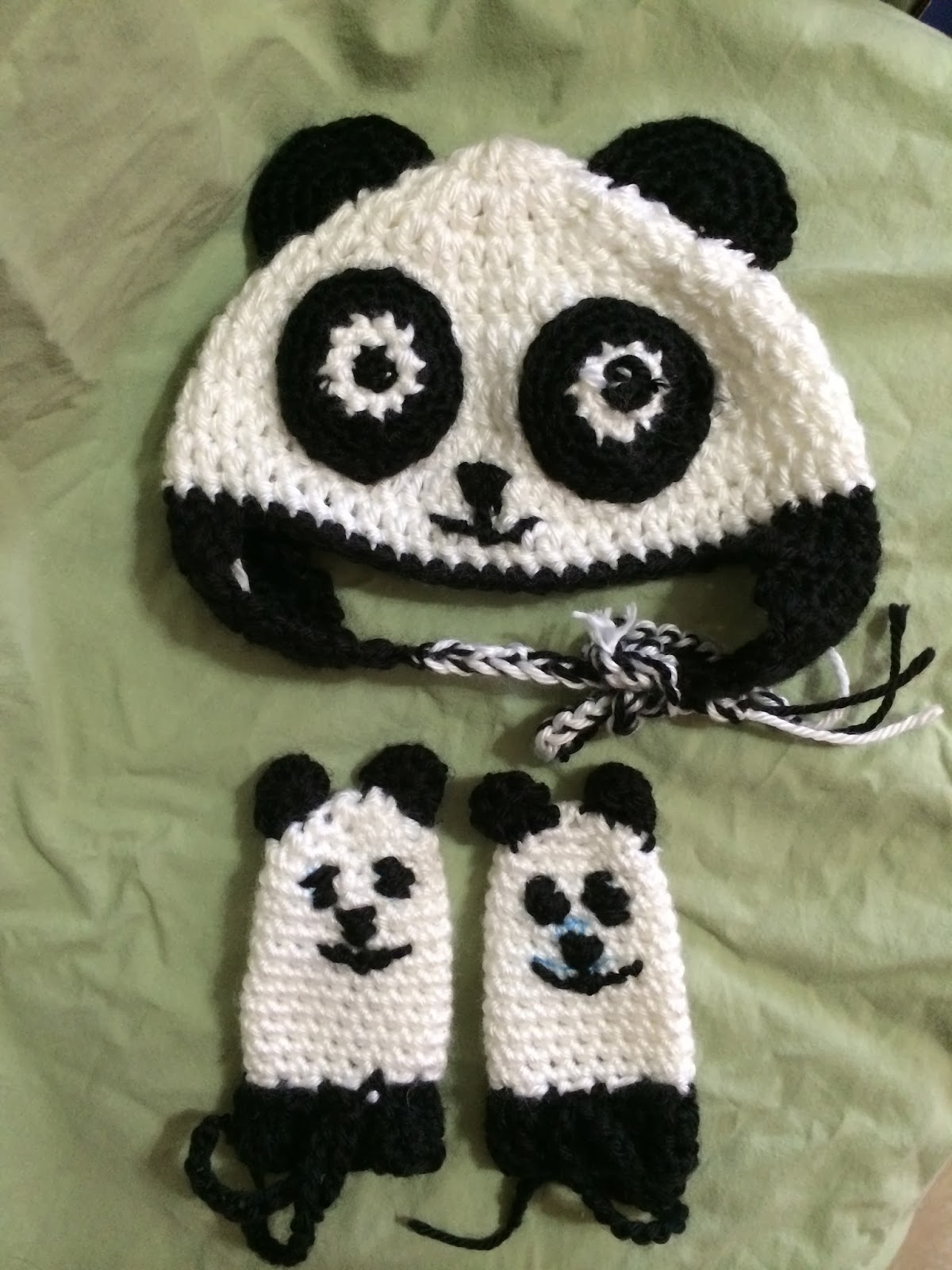 Crochet Panda Bear Baby Hat And Mittens Not My Nanas ...