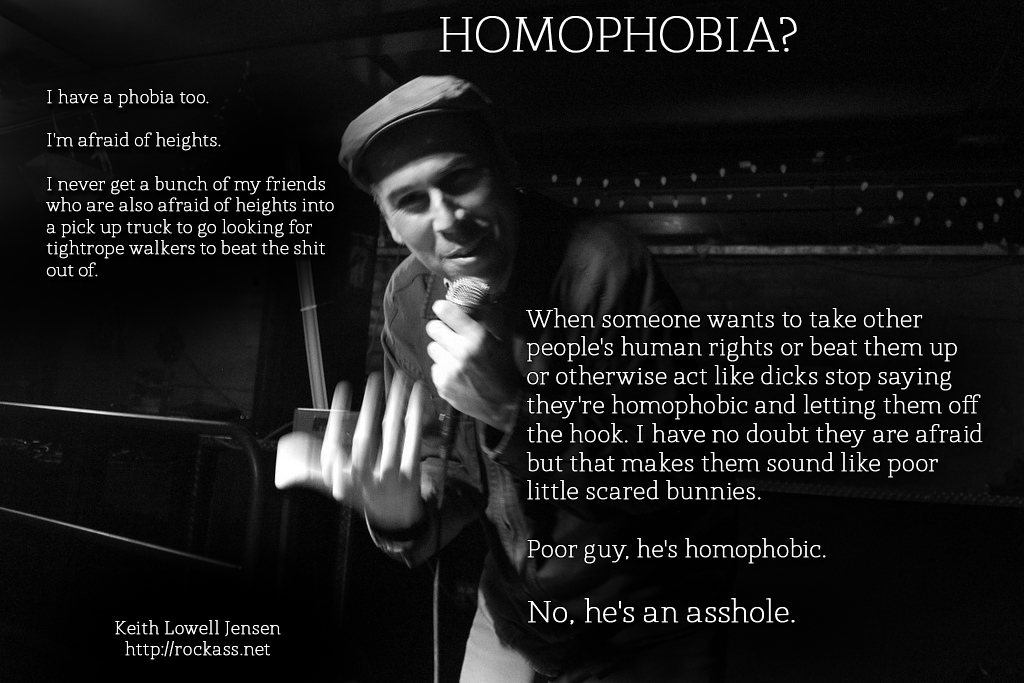 Lyrics for homophobic asshole