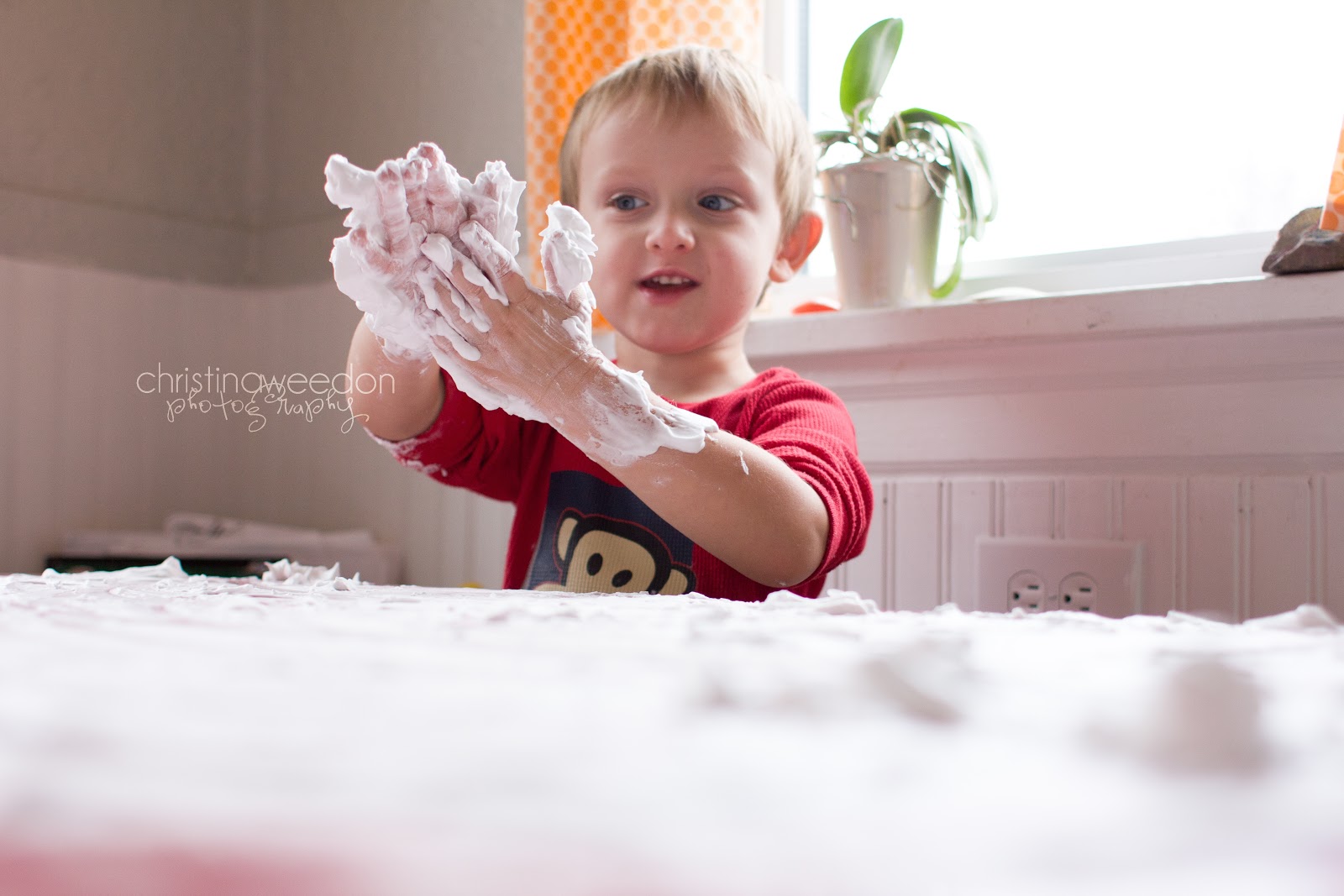 Dandelions on the Wall Shaving Cream Letters {toddler activity