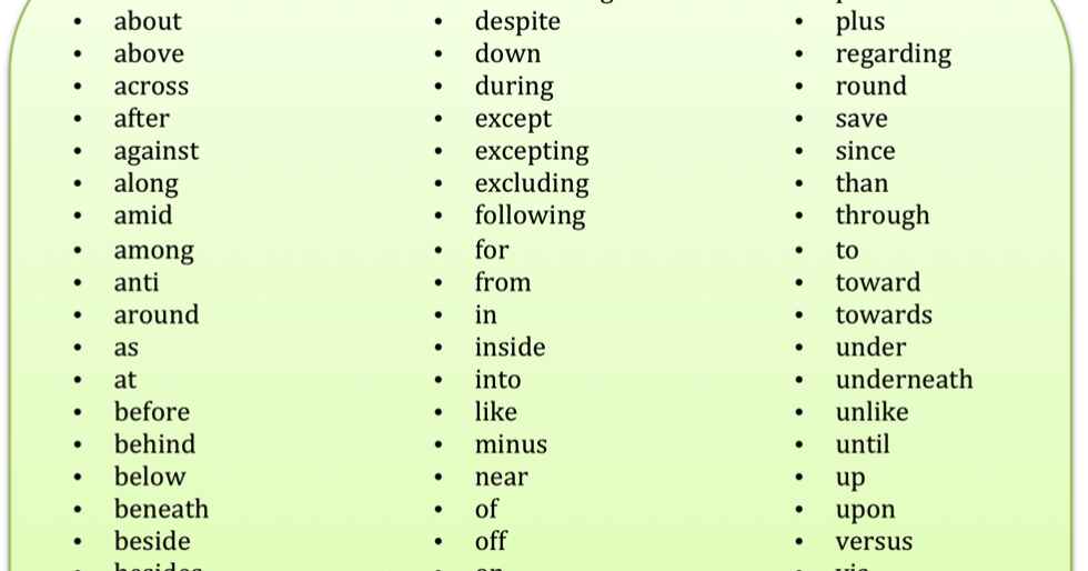 English IV UCV : Preposition rule