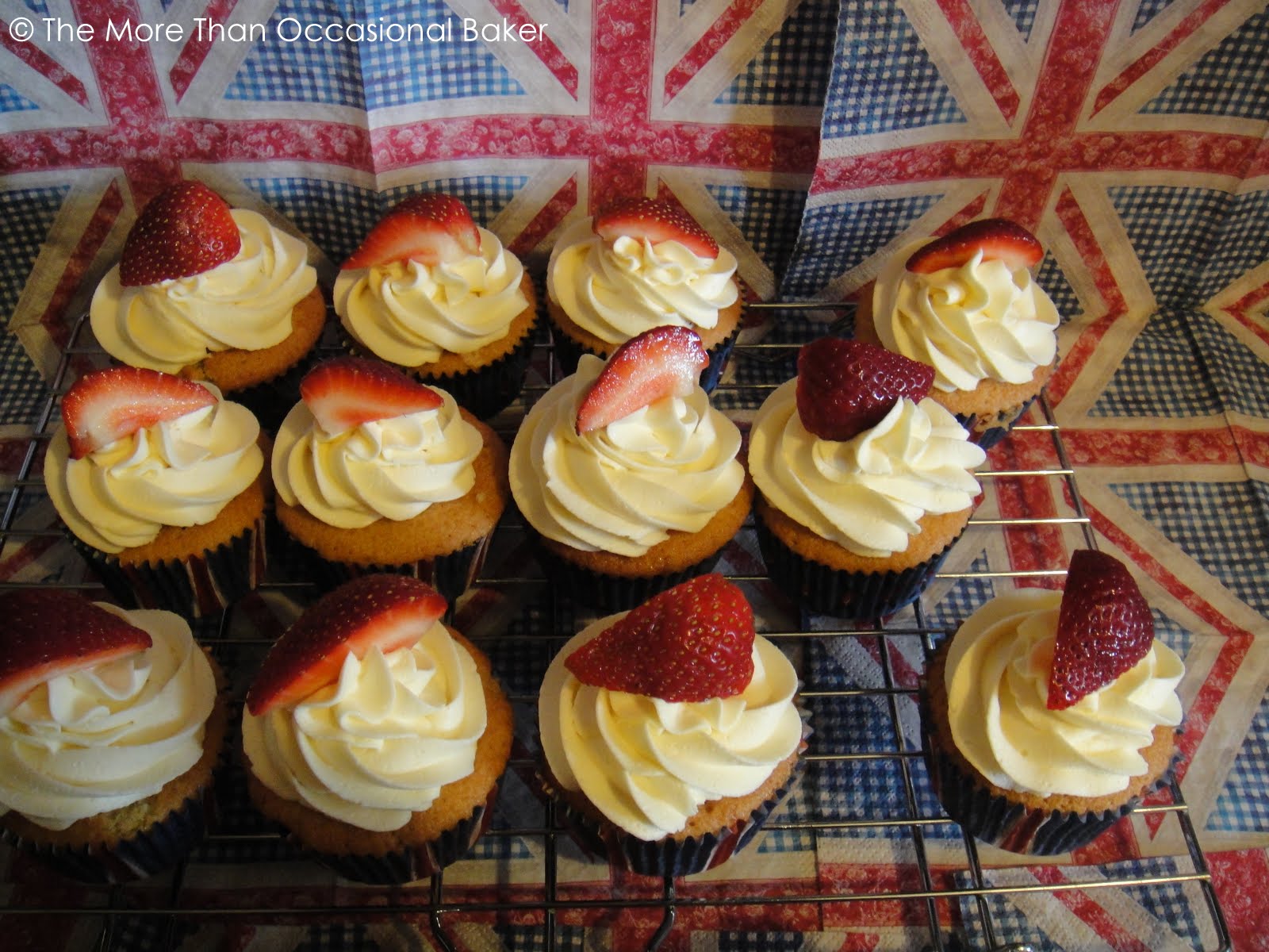The more than occasional baker Jubilee Strawberries and Cream Cupcakes