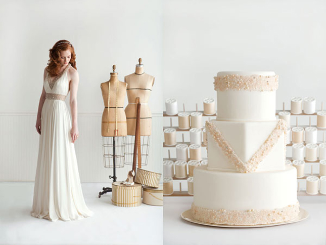 Reem Acra dress and cake by I Dream of Jeanne Cakes featured in Boston 