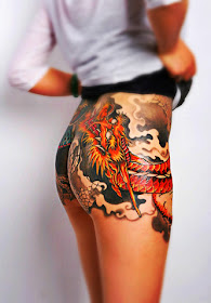 Sexy dragon tattoo with vivid colors for girls