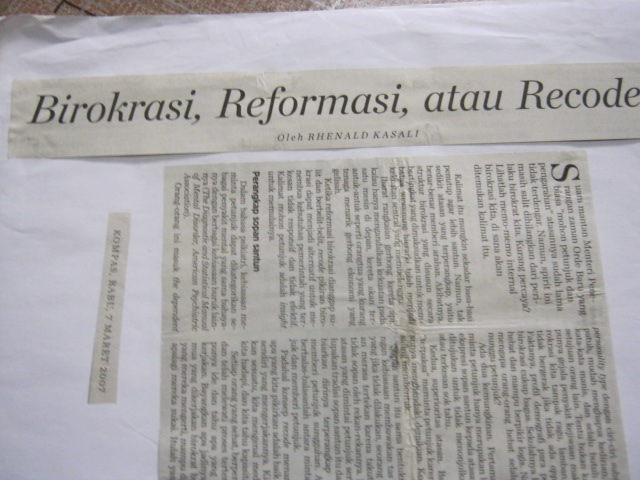 Kumpulan Kliping Sosial Politik Ekonomi Dan Budaya Kliping Koran Birokrasi Reformasi Atau Recode